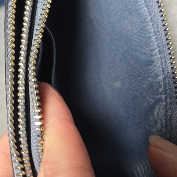 Coach Pebble Leather Double Zip Wristlet in Dusk Blue 87590 - Picture 10 of 11